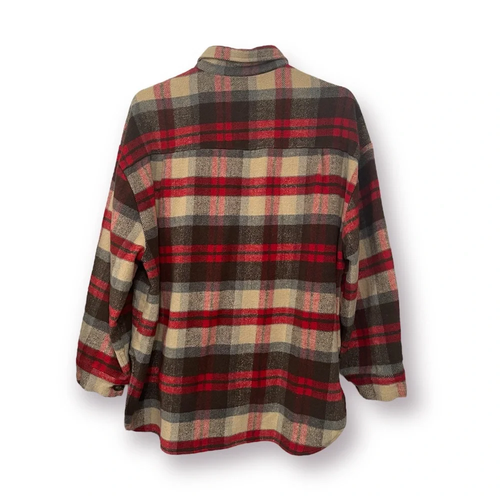 Nordstrom Oversized Plaid Flannel Button Up Shirt Jacket - Picture 2 of 5